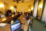 Tisková konference Pionýra k jubilejní Ledové Praze se konala v Malém zrcadlovém sále Rohanského paláce, kde sídlí ministerstvo školství (foto Jiří Majer)